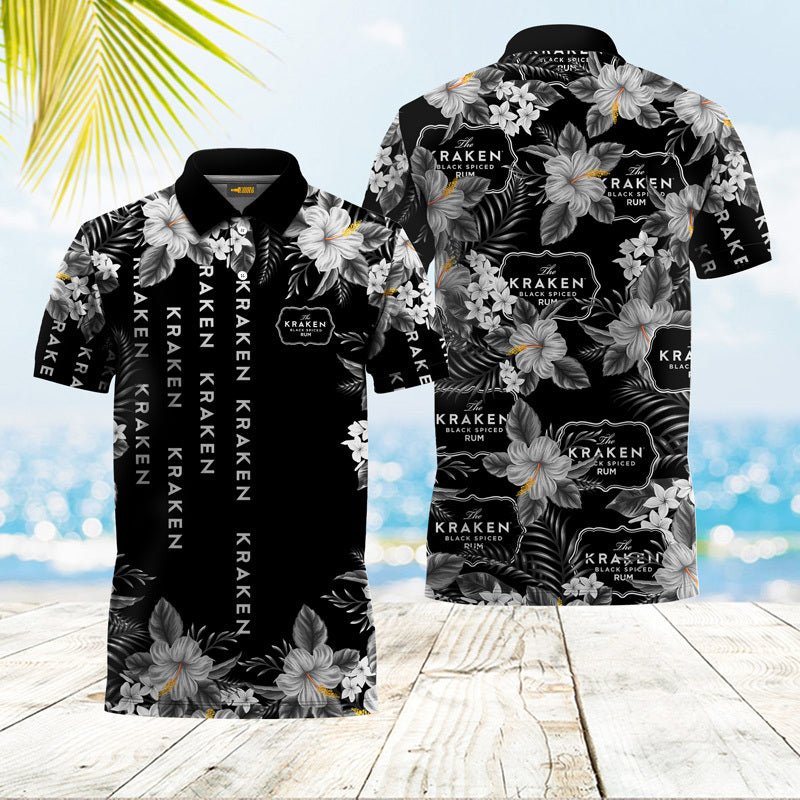 Kraken Rum White Hibiscus Polo Shirt