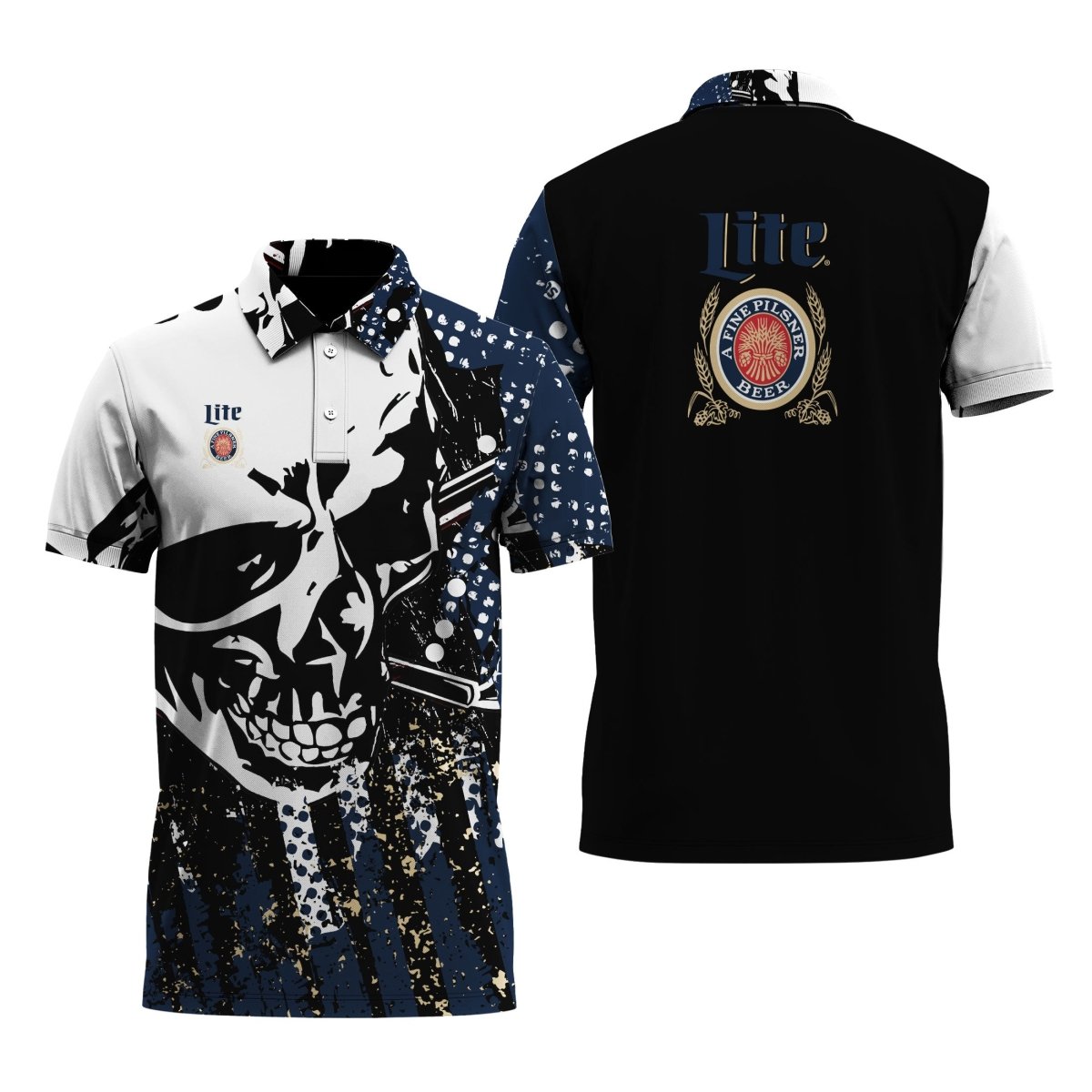 Miller Lite Skull Legend Polo Shirt
