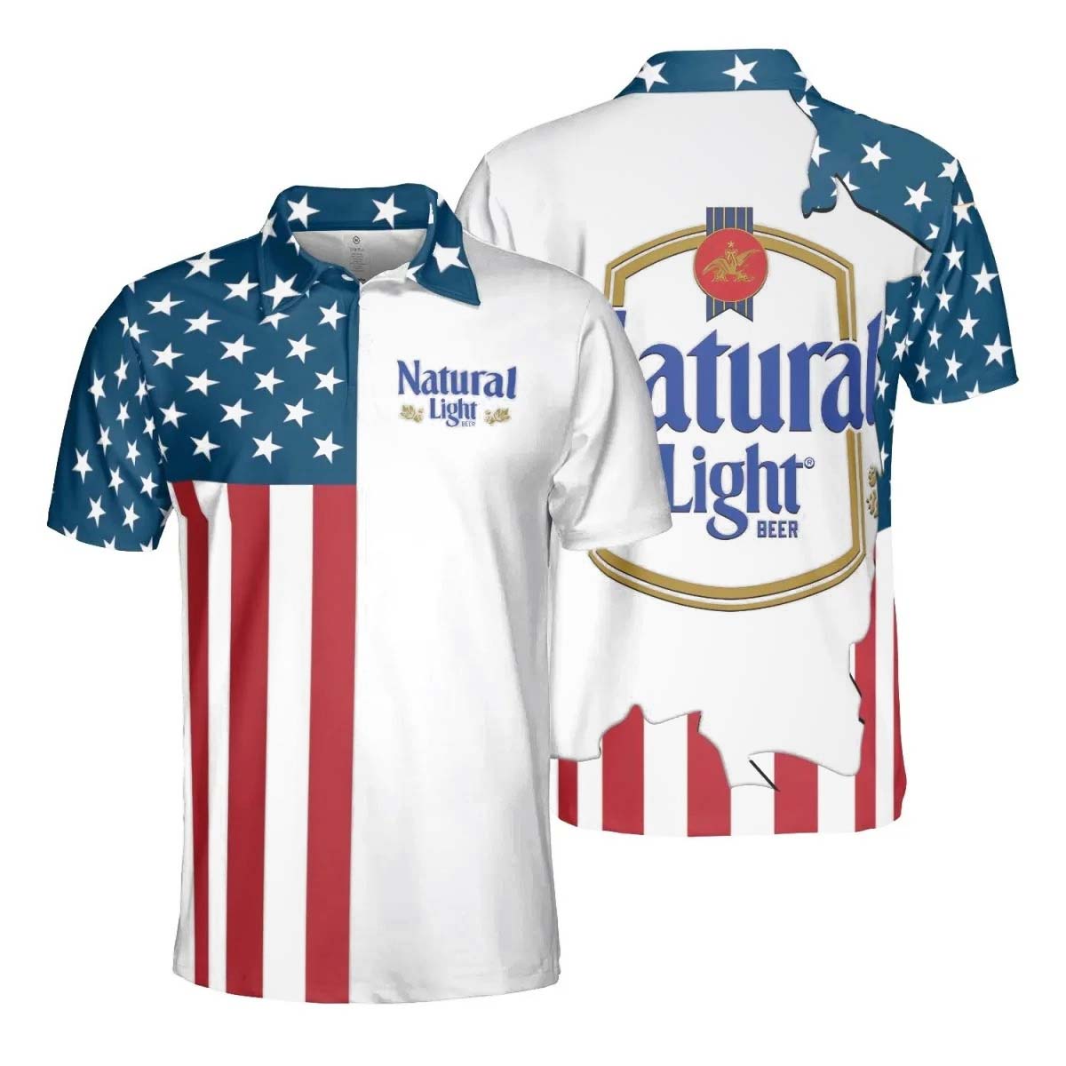 Natural Light American Flag Polo Shirt