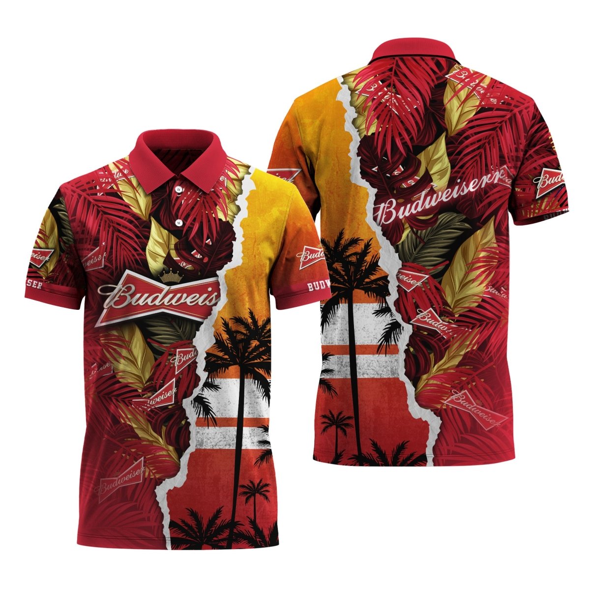 Budweiser Tropical Torn Paper Polo Shirt